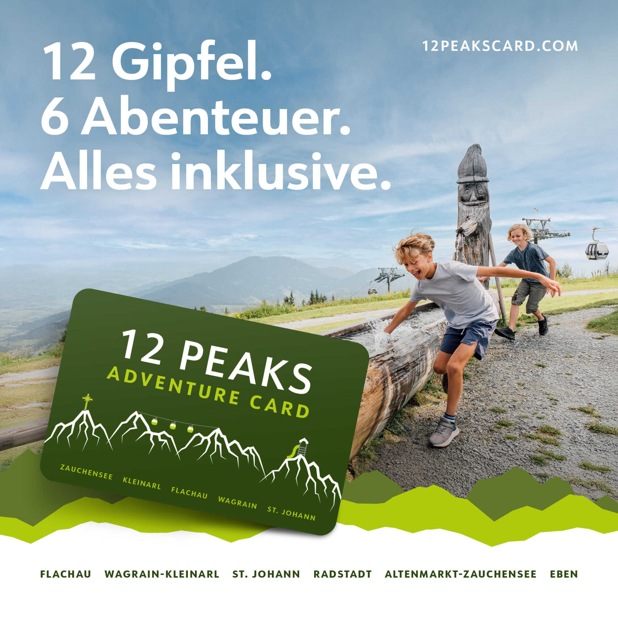Social Media Posts zur 12 PEAKS Adventure Card quadratisch